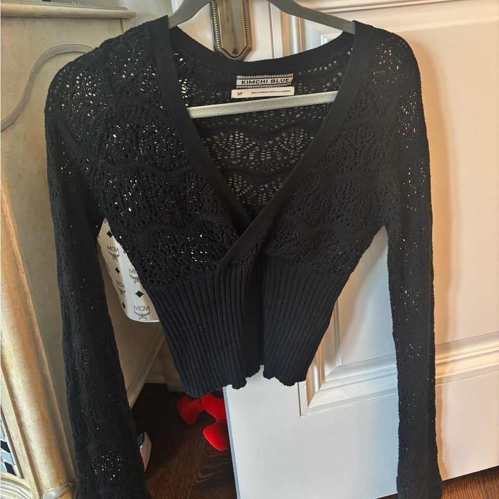 Kimchi Blue URBAN OUTFITTERS Black Lace Knit Top
